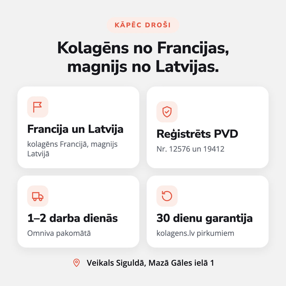 Komplekts Mieram (Kolagēns + Magnija bisglicināts): Kolagēns no Francijas, magnijs no Latvijas