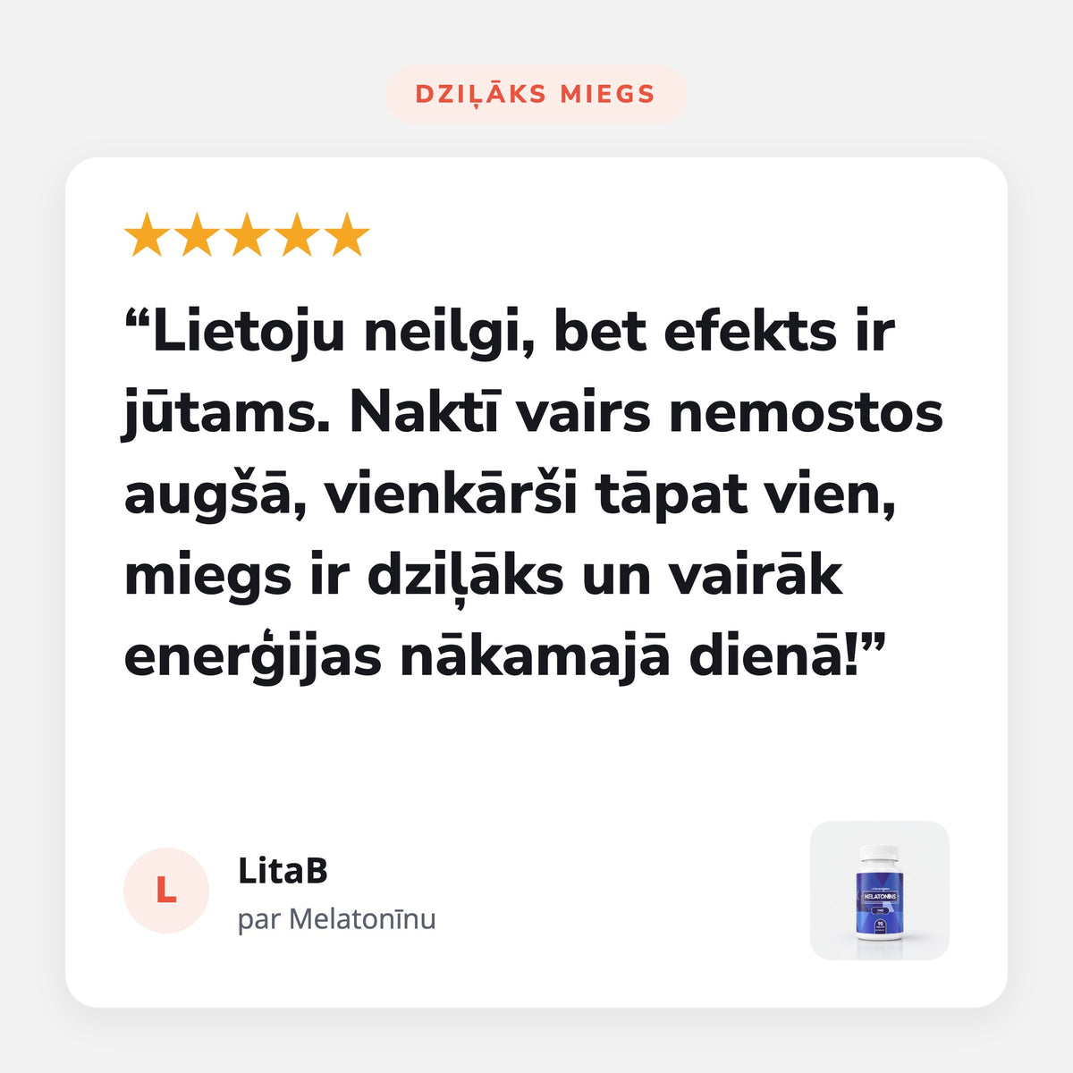 Atsauksme par Melatonīns 1 mg 90 tabletes: Dziļāks miegs