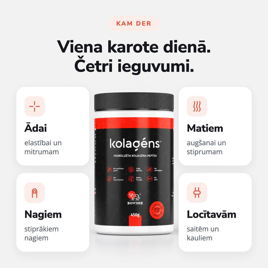 Kolagēns™ ieguvumi: ādai, matiem, nagiem un locītavām