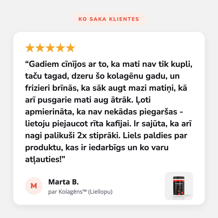 Klientes atsauksme par Kolagēns™: mati, nagi, rīta kafija