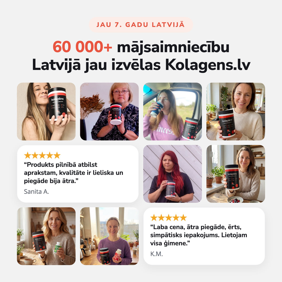 60 000+ mājsaimniecību Latvijā izvēlas Kolagens.lv