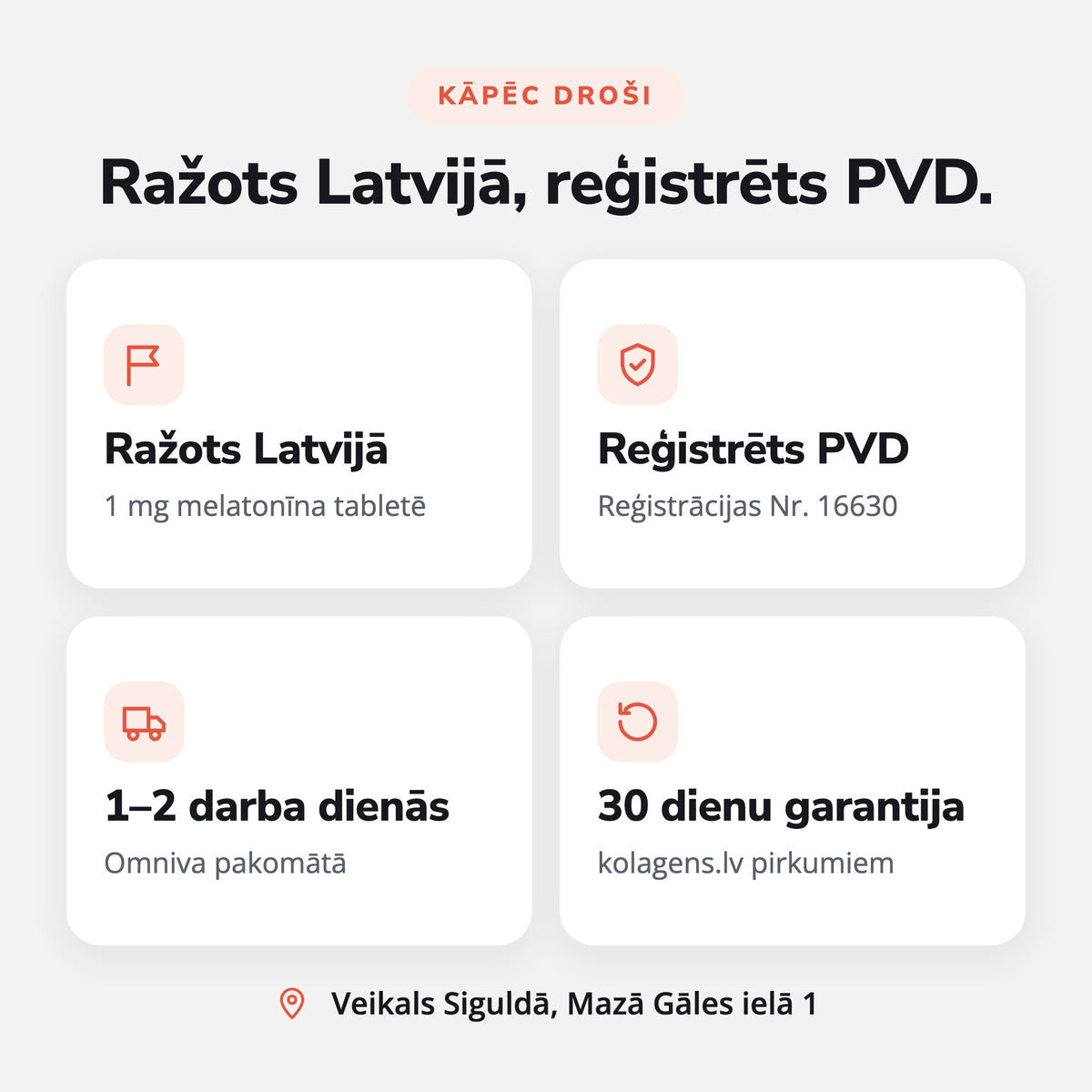 Melatonīns 1 mg 90 tabletes: Ražots Latvijā, reģistrēts PVD