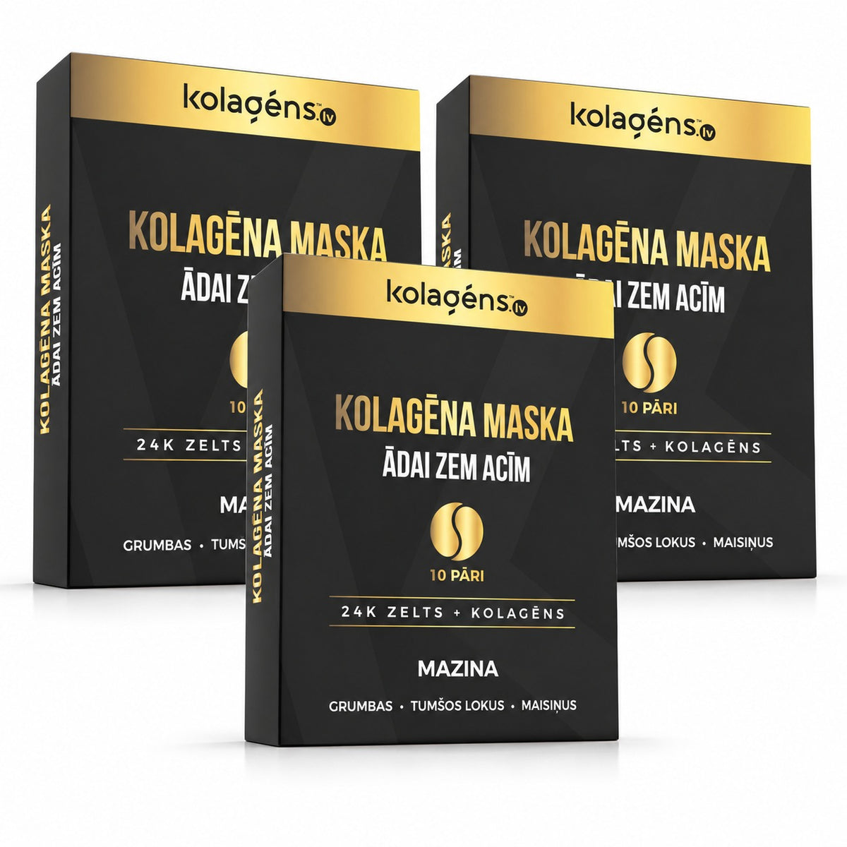 Kolagēna maska ādai zem acīm, 3 kastes pa 10 pāriem