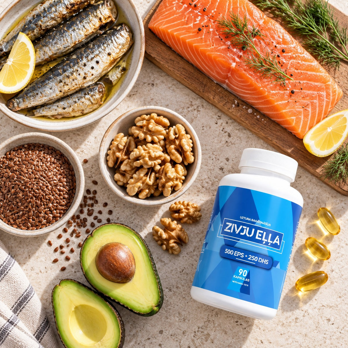 Omega-3 avoti pārtikā un Zivju eļļa